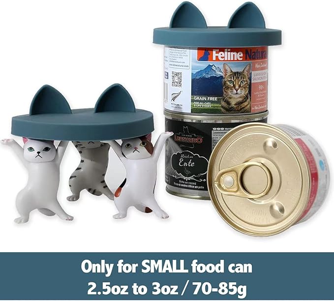 OHMO 2 Pack Cat Food Can Lids, Small Size (3 oz，Dark Blue)&No Spill Collapsible Dog Water Bowl