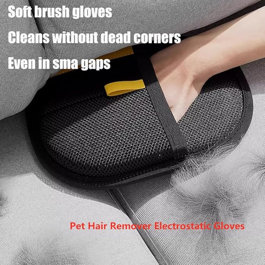 Pet Hair Remover Electrostatic Gloves, Pet Hair Removal Gloves for Cats & Dogs, Double-Sided Reusable Electrostatic Glove for Couch, Clothing, Carpet (2PCS)