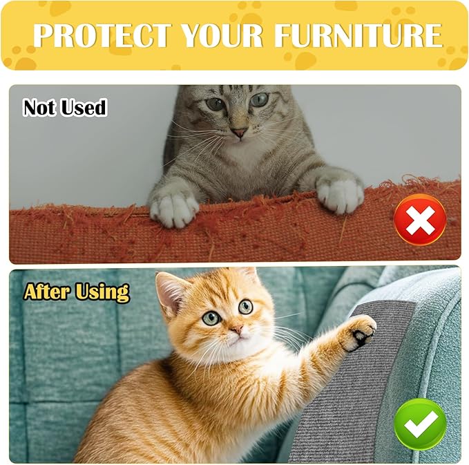 Self-Adhesive Cat Scratch Mat Trimmable Cat Scratching Post Carpet 79in Durable Carpet Mat Pad Replacement for Cat Tree Shelves Post Couch, Furniture, Walls & Doors DIY Cat Climbing Mat (Light Gray)