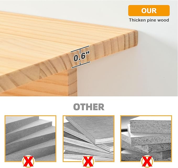 Cat Wall Shelves and Perches, Pine Wooden Cat Wall Furniture Climbing Shelves with Climber, Condo, Scratching Post, Ladder & Platform