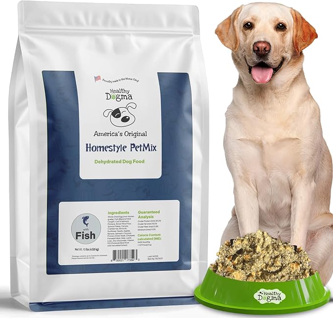 Healthy Dogma - Homestyle PetMix Dehydrated Dog Food with Wild-Caught Alaskan Salmon & Whitefish – Skin & Coat Support, Clean Ingredient Dog Food (Homestyle PetMix with Fish, 10 lbs)