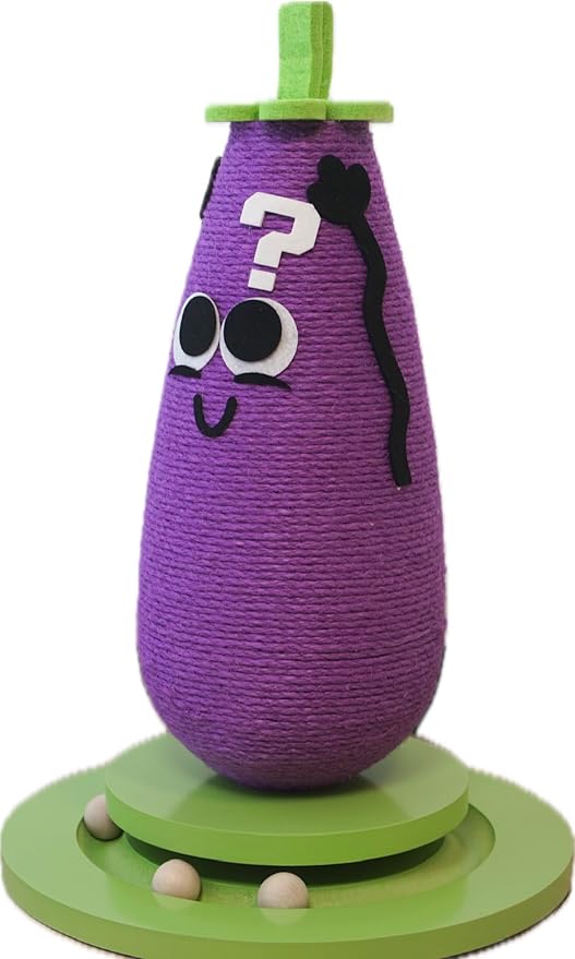 Eggplant-Shaped Cat Scratching Post – Designer Vertical Sisal Toy – Modern Artistic Cat Furniture for Indoor Cats and Kittens