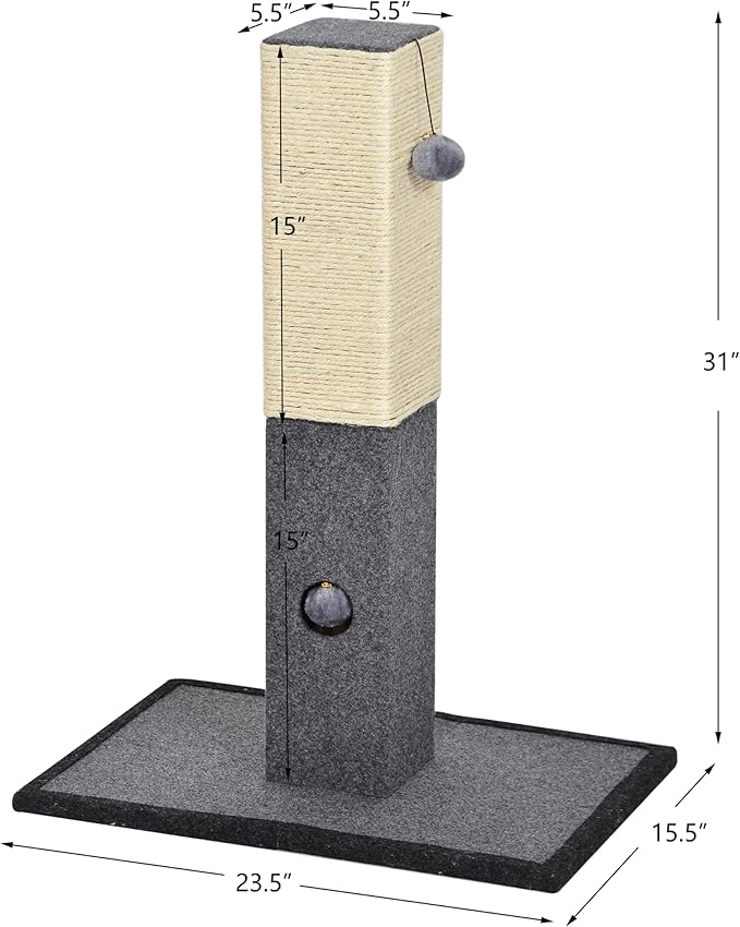 Catry Cat Scratching Post - Minimalist Style Design of Cat Tree Scratch Post with Kitten Playful Toy Allure, Good for Pets to Practice Their Claws, Multiple Size Choices
