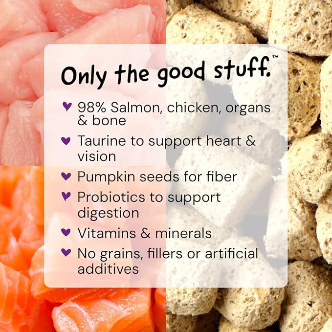 Stella & Chewy's Freeze-Dried Raw Cat Dinner Morsels - Premium Salmon & Chicken Recipe with 98% Wild-Caught & Cage-Free Protein - Natural Grain-Free Cat & Kitten Food - Made in USA - 18 oz