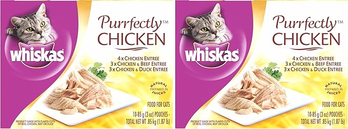 Whiskas Purrfectly Chicken Variety Pack Wet Cat Food 3 Ounces,40 Count (Pack of 2)