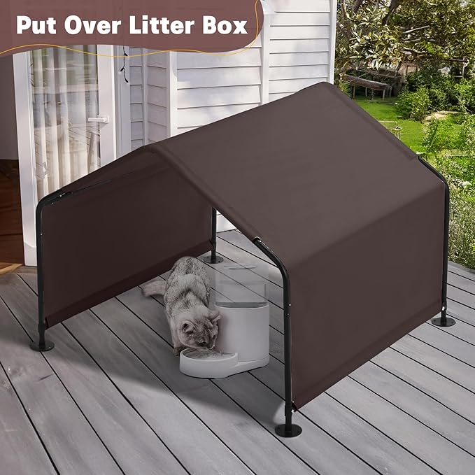 Dog Shade Shelter Outdoor 4'x4'x3' Tent for Large Medium Dogs, Outside Sun Rain Canopy Pet House for Livestock Pigs Cats with Waterproof Roof Ground Nails,Brown