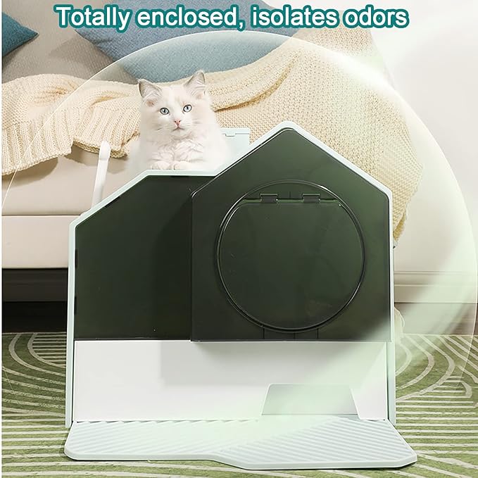 Cat Litter Tray Cats Litter Box with Front Entry/Exit XXL Extra Large Space Toilet Boxes with Drawer Type Cat Litter Tray and Pet Litter Shovel,Prevent Leakage (Color : Pink)
