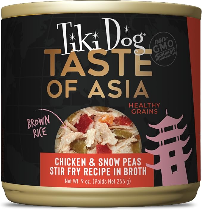 Tiki Dog Taste of The World Wet Dog Food, Asia Chicken & Snow Peas Stir Fry, 9 oz. Can (8 Count)