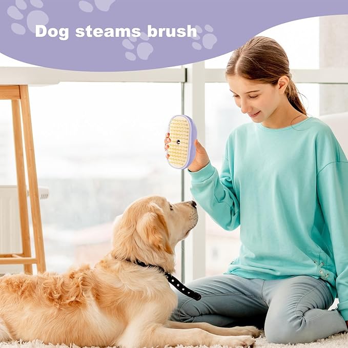 Pet Steamy Brush, Type C Rechargeable Pet Grooming Comb, Electric Massage Cat Dog Hair Care Tool, Portable Pets Cleaning Brush Accessory, for Small Medium Large Kitten Puppy Home Use
