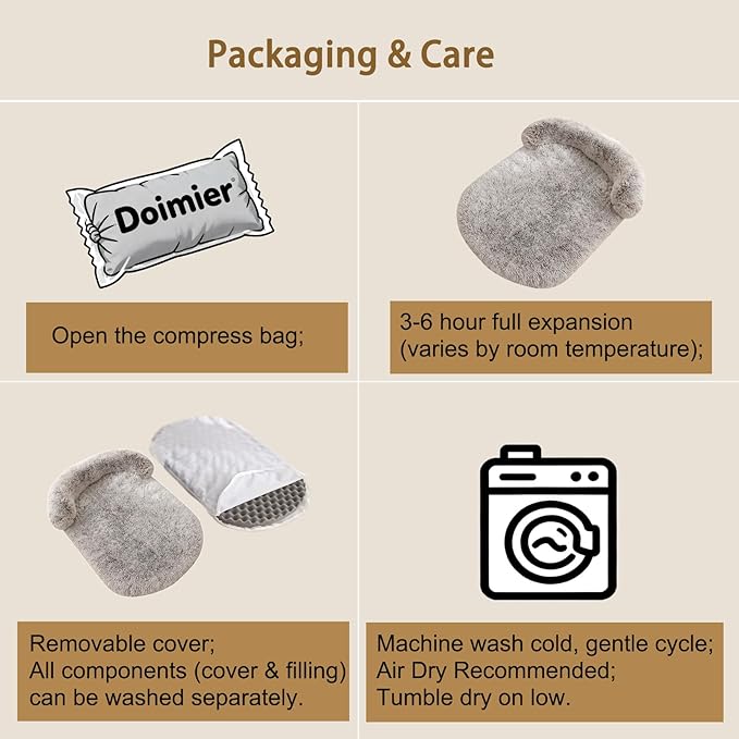 Calming Dog & Cat Beds for Small Medium Dogs Cats, Anti-Anxiety Plush Pets Lounge Orthopedic Cushion, Soft Fluffy Faux Fur Washable Fits up to 25 lbs Pets (Oval, Marble Grey 26"x20")