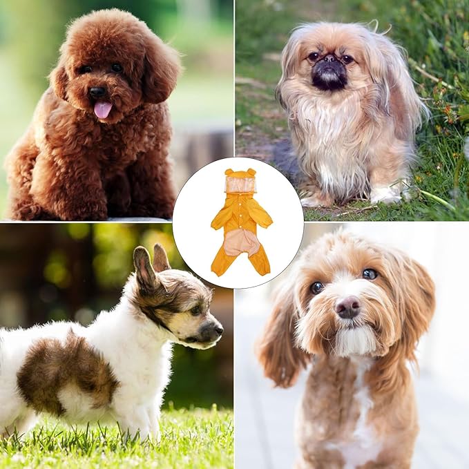 VOSAREA Waterproof Dog Rain Jacket Hooded Bee Pattern Lightweight Raincoat for Small to Medium Dogs XXL Yellow Rainwear for Rainy Weather Pet Supplies