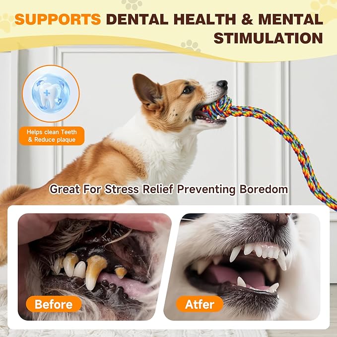 Interactive Tug-of-War Dog Toy with Strong Gel Suction Cup,Cotton Tug Rope,Puppy Teething Toy,Indestructible Chew Toy for Aggressive Chewers,for Small to Medium Dogs，Rainbow Colors