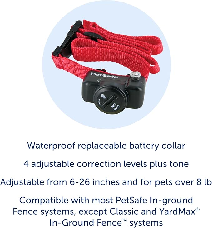 PetSafe Deluxe UltraLight Receiver Collar with 2 Replacement Collar Batteries - Waterproof & Battery Operated Adjustable Invisible Boundary Training Collar - For Dogs Older Than 6 Months Weighing 8lb+