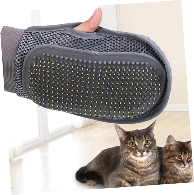 BESPORTBLE Grooming Gloves for Dogs Pet Massage Glove Efficient Pet Deshedding Grey