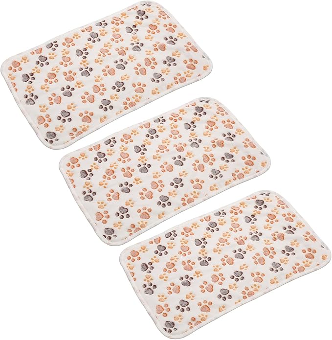 3Pcs Dog Paw Print Fleece Blanket, Pet Warm Sleep Mat, Coral Fleece Soft Dog Blanket with Cute Paw Design, Bite Resistant Pet Supplies for Dogs Cats Small Animals (L)