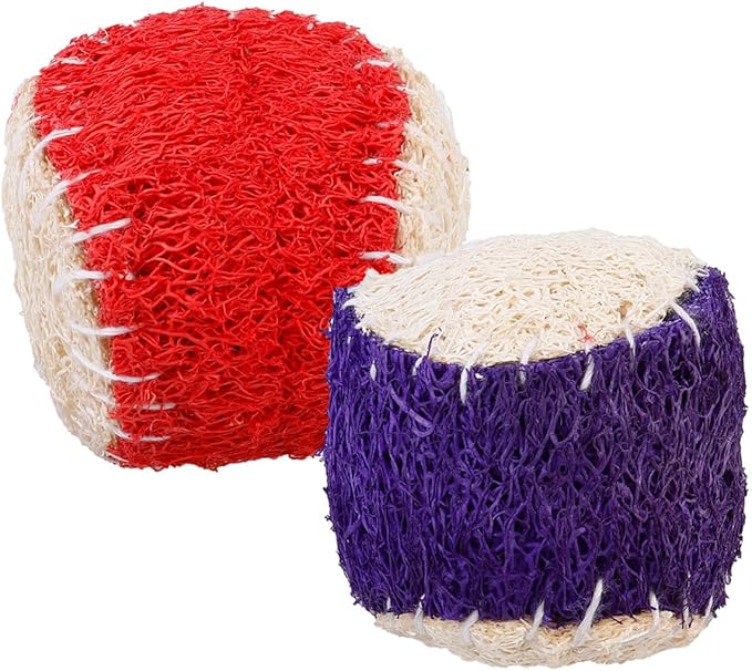 IMIKEYA 2pcs Dog Chew Natural Loofah Tennis Balls Sturdy Puppy Chewing Training Supplies Interactive Pet Balls for Dog Play and Fetch Random Color