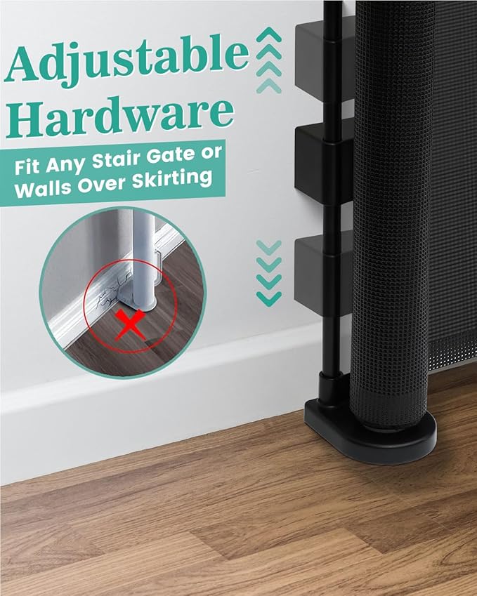 71 inch Retractable Baby Gates 34 inch Tall, Retractable Gate with Reinforced Strip Design to Prevent Crawling Through, 6 FT Retractable Dog Gate for Stairs, Doorways, Hallways, Indoor/Outdoor