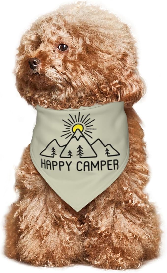 Happy Camper Summer Dog Bandana，Adorable Puppy Accessory for The avid Camper ，Pet Neckerchief for Pets Daily Wear Photo Prop Party Supplies,Funny Cute Dog Bandana (Light Green)
