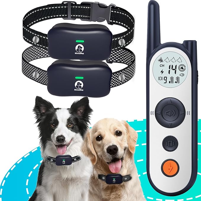 MIMOFPET Wireless Dog Fence System for 2 Dogs - Up to 3500ft Adjustable Electric Fence,Waterproof Training Collar Rechargeable,Pet Containment System for Large Medium Dogs