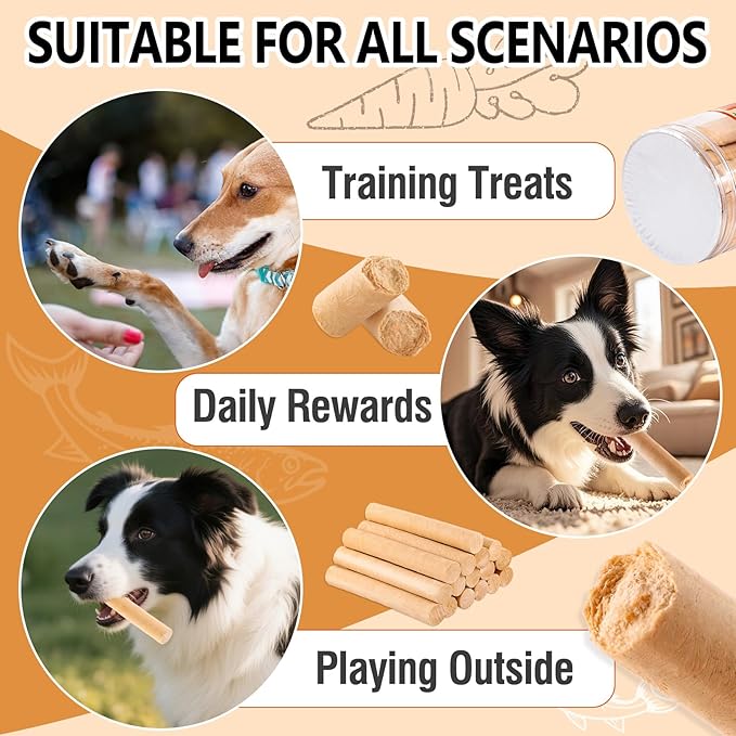 150g/5.29oz Dehydrated Salmon Sticks for Dog,Natural Salmon and Carrots,Easy to Digest and High Protein,for Daily Dog Training and Dental Healthy