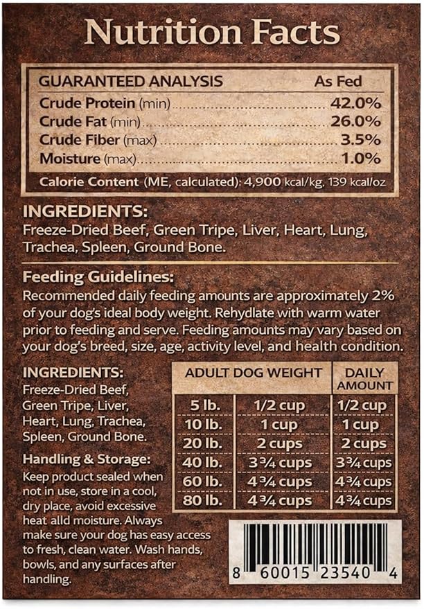 Freeze Dried raw Dog Food