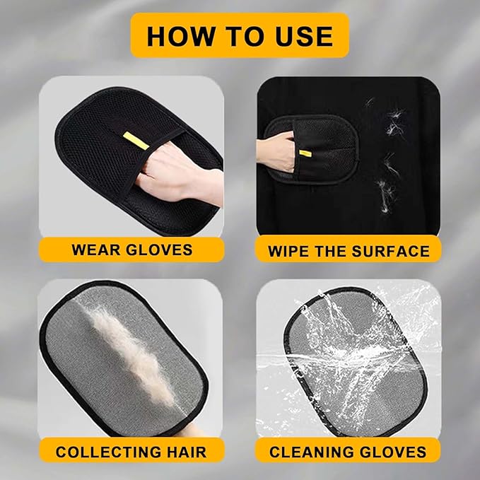 Static Hair Removal Gloves Reusable Pet Hair Removal Tools Efficient Cleaning Suitable for Cats and Dogs Grooming