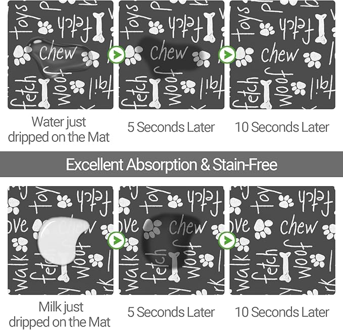 Dog Food Mat, Absorbent Waterproof Non-Slip Pet Cat Bowl Feeding Mat for Food & Water Pet Supplies 12 * 20"