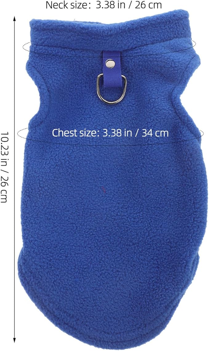 Small and Medium Dog Fleece Vest Warm Sleeveless Sweater with D-Ring Leash Attachment Navy Blue S Winter Coat for Outdoor Pet Supplies