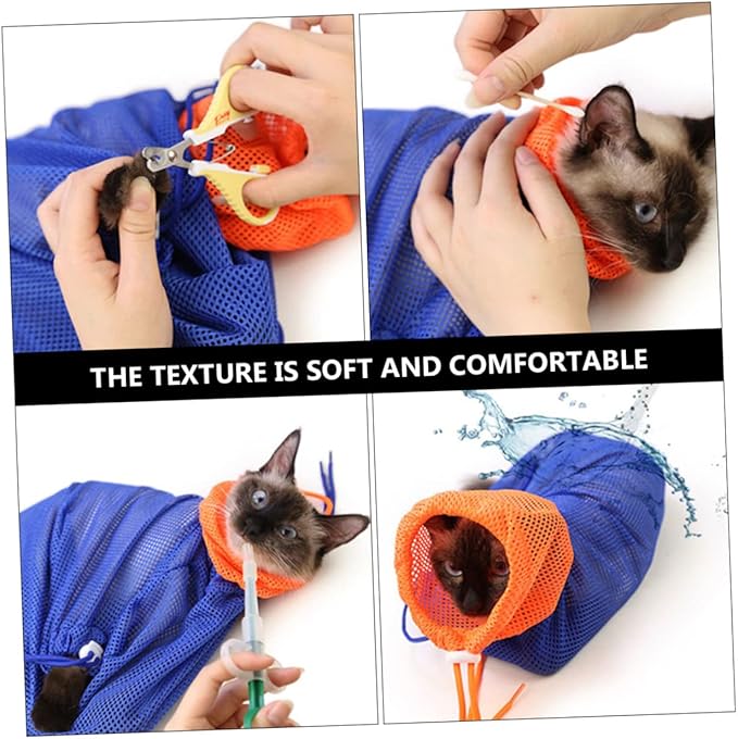 Yardwe Breathable Cat Bathing Bag for Easy Grooming Washing and Nail Trimming Scratch-Resistant and Quick Drying Cat Shower Net Bag