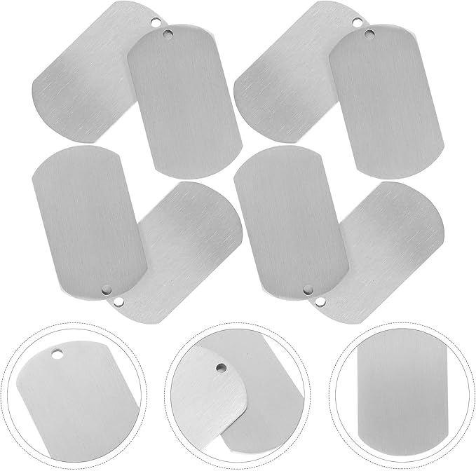 POPETPOP 10pcs Stainless Steel Pet Dog Tags Blank Engraved Id Tags Metal Titanium Alloy 4.9x2.8cm for Dog Collars Sturdy Pet Supplies
