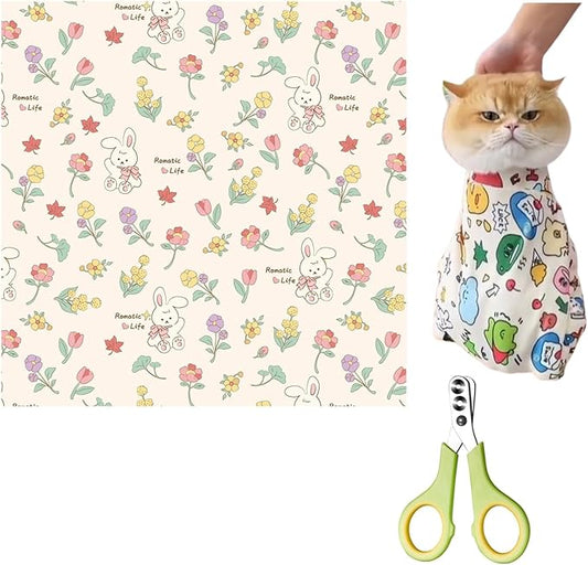Cat Wrap for Clipping Nails,The Calm and Cozy Cat Cloth Wrap for Grooming,Cat Grooming Wrap Blanket (C,70 * 70CM [for Under 16.5lb])