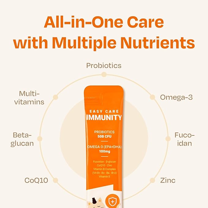 Easy Care Immunity with Multivitamins - Lickable Supplement for Cats, Immune Support, Cod & Goat Milk Flavor, 30 Tubes