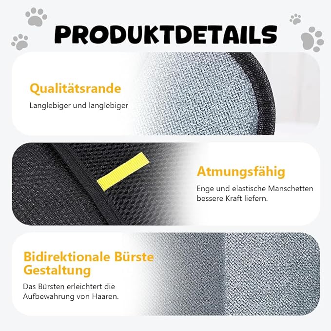Electrostatic Gloves for Pet Hair Removal, Electrostatic Pet Hair Removal Gloves Brush for Pets Hair, Reusable Cats & Dogs Grooming Gloves for Hair Removal (Yellow*C, 2)