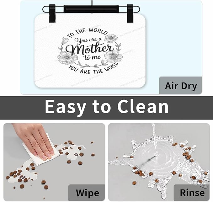 Dog Food Mats for Floors Happy Mother's Day Floral Gift Mom White Cr Absorbent Pet Cat Food Mat Quick Dry Dog Bowl Mats for Water Pet Supplies 18X12In