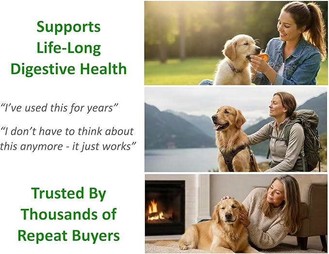 TummyWorks Probiotics for Dogs. 120 Probiotic Soft Chews for Digestive Health, Gut, Immunity, Energy, Allergies, Skin & Coat. 10 Strains, 5 Billion CFUs with 6 Enzymes. Made in USA