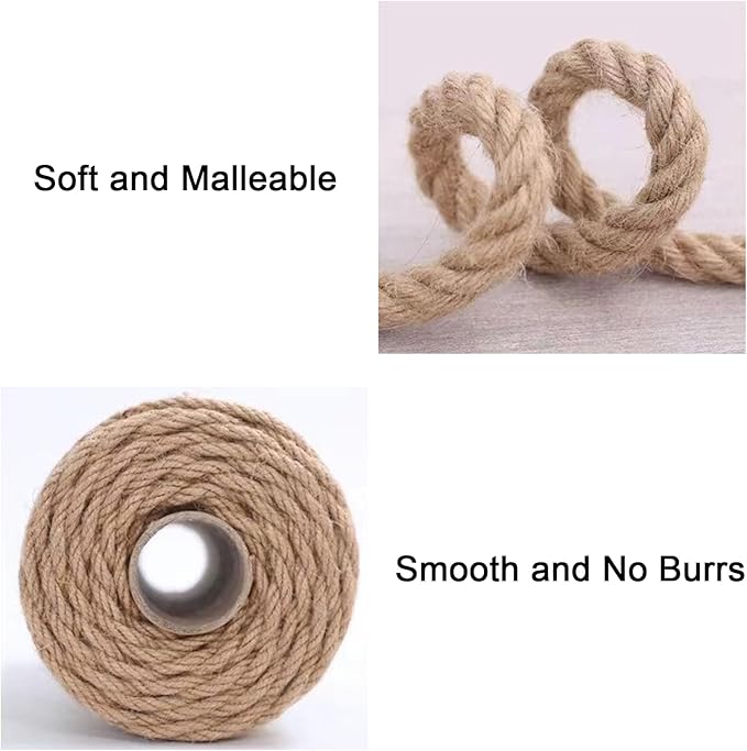Natural Sisal Rope for Replacing and Repairing Cat Scratching Post Tree Tower, 1/4 inch (6mm) Diameter 164FT Sisal Rope for Replacement and Repairing or DIY Scratcher