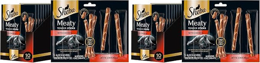 Sheba Meaty Tender Sticks Chicken Cat Treats,Chicken Flavor,Cat Snacks,0.14 oz.,(100 Sticks Total),5 Count (Pack of 20)