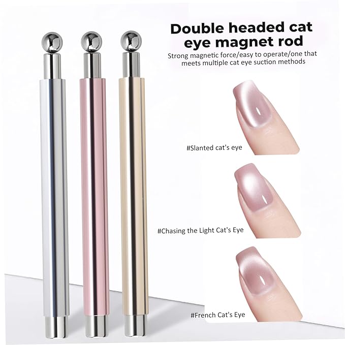 Nail Magnets for Nail Art, 3PCS Cat Eye Magnet for Nails 4 Inch Double-Head Cat Eye Gel Polish Magnet for Home DIY, Salon