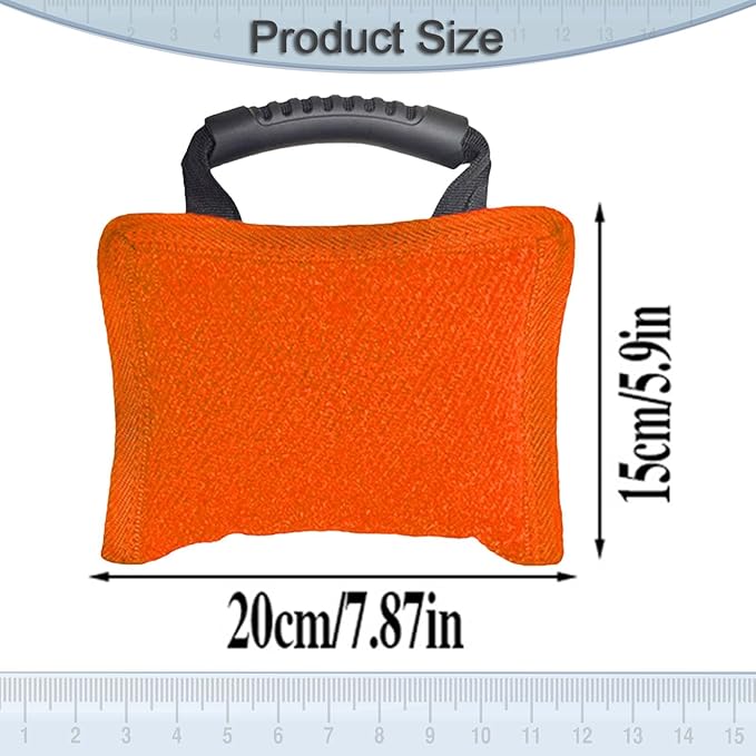 Baoblaze Dog Bite Pillow Tough Tug Toy Practical Portable Outdoor Pet Supplies for Small and Medium Sized Dogs Biting Pad with Handle, Orange