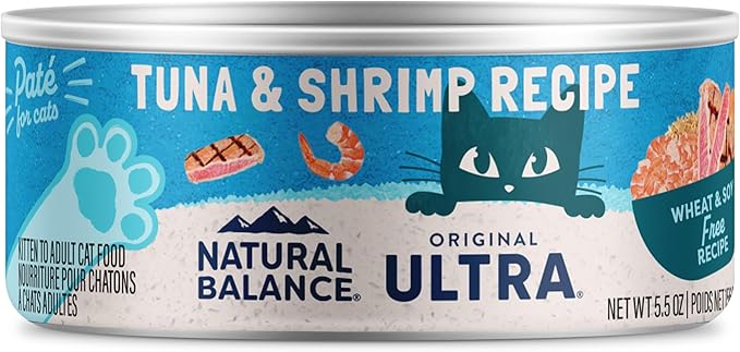 Natural Balance Original Ultra Adult Wet Canned Cat Food, Tuna & Shrimp Recipe 5.5 Ounce (Pack of 24)