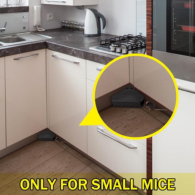 Qualirey Mice Station with Key Triangle Mouse Station Reusable Rodent Trap Box, Keeps Children and Pets Safe Indoor & Outdoor Suitable for Small Mice(Black,48 Pcs)