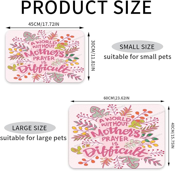 Dog Food Mat Dog Mat for Food and Water 24x16In Happy Mother's Day Floral Gift Mom Bc No Stains Cat Pet Feeding Mats Water Bowl for Messy Drinkers