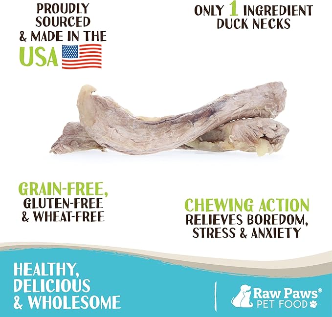 Raw Paws Freeze Dried Necks Bundle - Duck & Chicken Necks for Dogs & Cats, 9 oz - Made in USA - Single Ingredient Chews