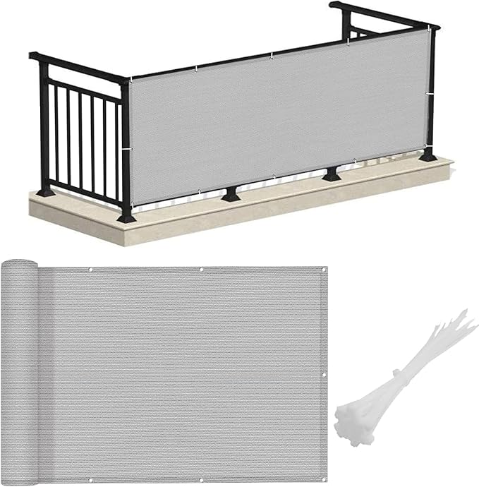 LOVE STORY Balcony Privacy Screen, 3.3'x19.7' Deck Shield Screen Fence Cover,UV Protection and Weather-Resistant,3 FT Height for Deck, Patio, Backyard, Outdoor Pool, Porch, Railing, Gray