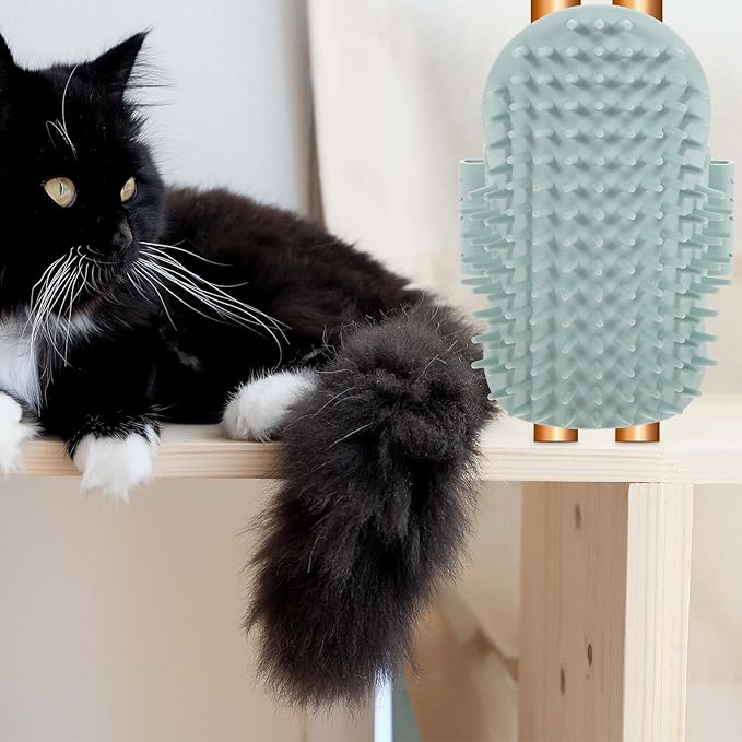 GANAZONO Cat Corner Massage Comb Wall-mounted Cat Self Groomer with Natural Wood Material and Catnip for Indoor Pet Grooming and Itch Relief Random Color