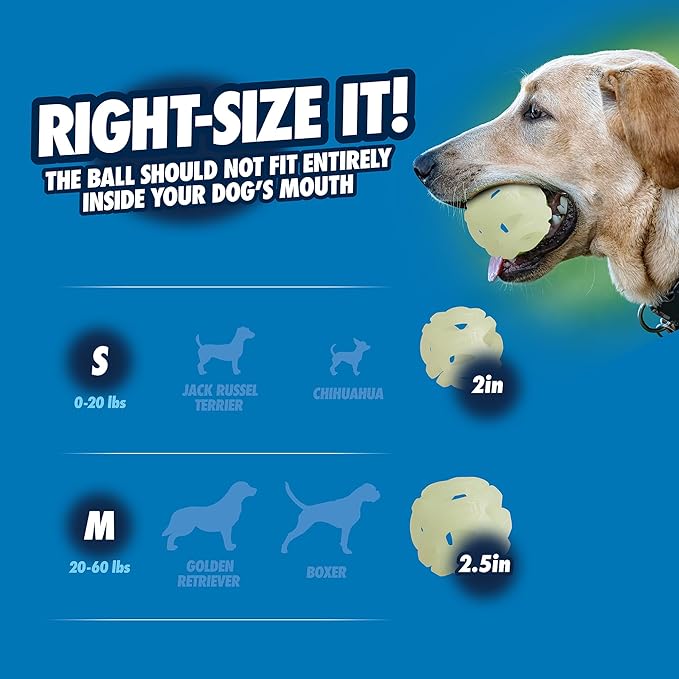Chuckit! Air Glow Fetch Ball Dog Toy, Small (2 Inch) Pack of 2, for Breeds 0-20 lbs