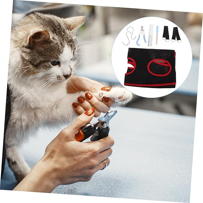 ibasenice 1 Set Pet Grooming Hammock for Cats and Dogs Sturdy Nail Clipper and File Tools Safe and Breathable Sling for Easy Grooming Accessories Included Random Color