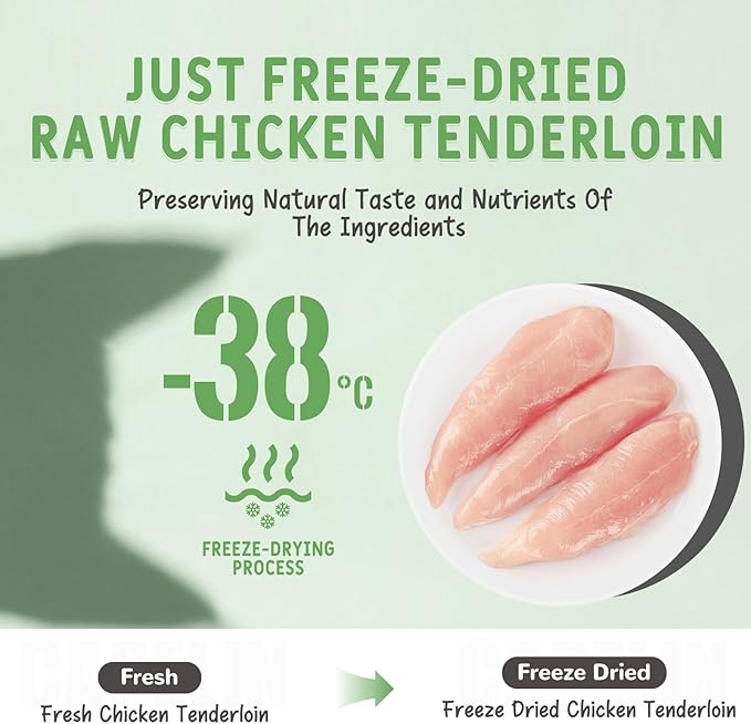 Freeze Dried Chicken Tenderloins Cats & Dogs Treats 70g, Single Ingredient, Premium Quality High Protein Training Treats, Low Fat for Weight Management, Grain Free, Gluten Free, Filler Free