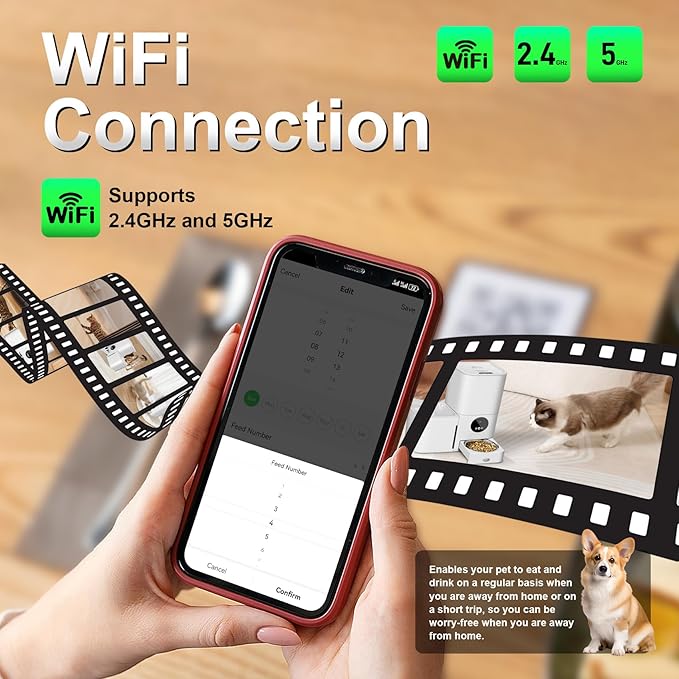 Upgraded Automatic Pet Feeder & Waterer, WiFi-Enabled Feeder Supports 2.4GHz & 5GHz, All-in-One Food and Water Dispenser with Remote Care for Every Meal