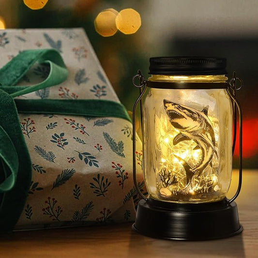 kyoryuger Shark Gifts for Women/Men Shark Solar Lanterns Dog Mom Birthday Jaws Lovers Lantern Animal Memorial Lights Solar Garden Decoration for Yard, Patio,Backyard,Porch Torches